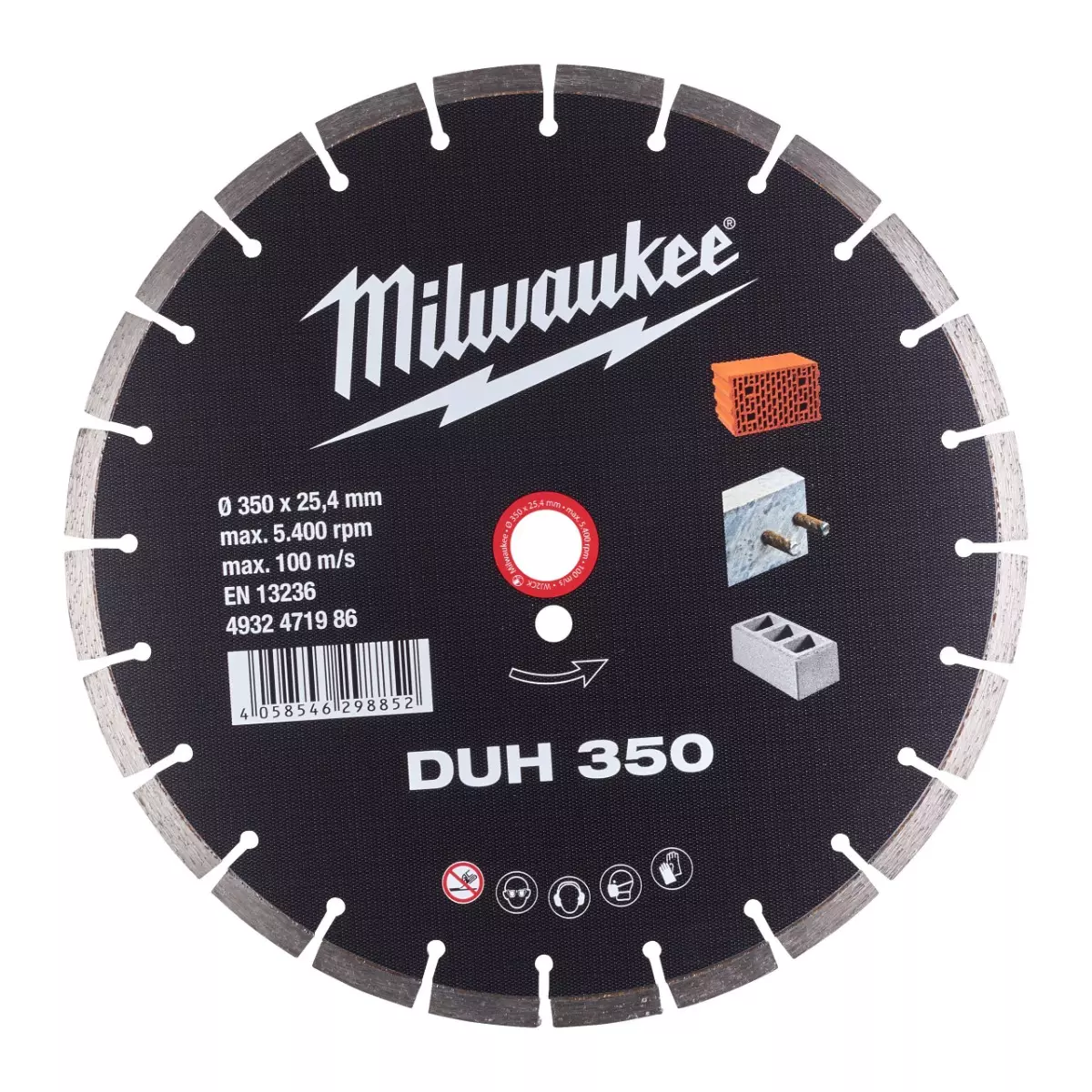 Disque diamant matériaux durs DUH - 350 mm - 1 pièce - MILWAUKEE - 4932471986