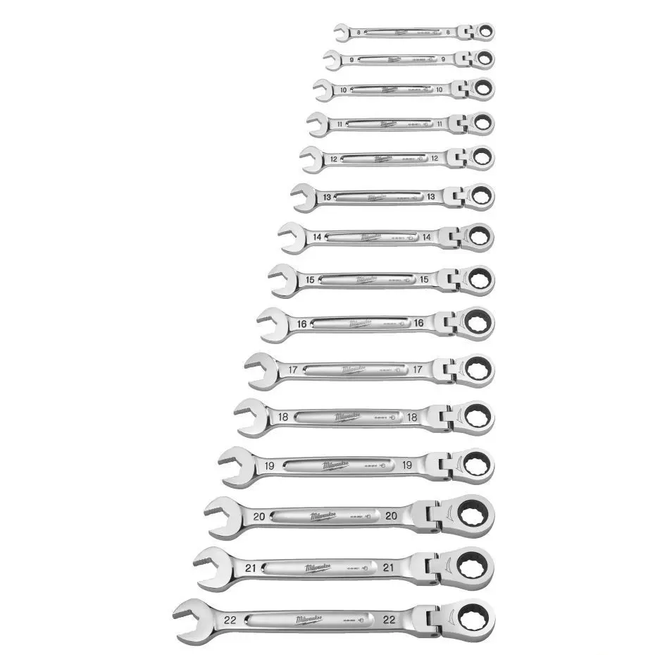 Set de clés mixtes à cliquet à tête flexible Max Bite - 15 pièces - MILWAUKEE - 4932478558