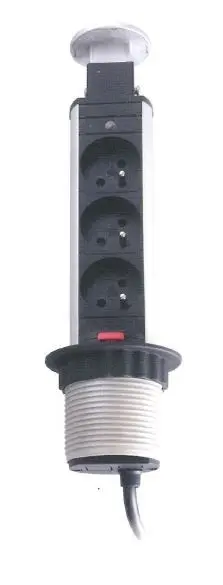 Bloc 3 prises rond escamotable