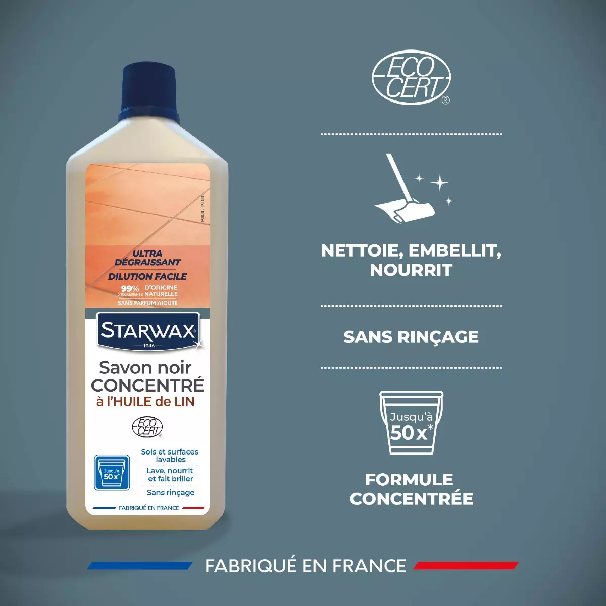 Savon noir STARWAX à l'huile de lin - 1L - 5150