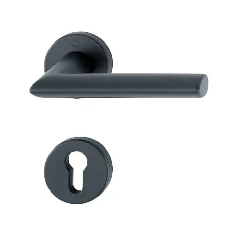 Ensemble de porte STOCKHOLM   Epoxy Noir  HOPPE-+ Paire de rosaces trou de cylindre