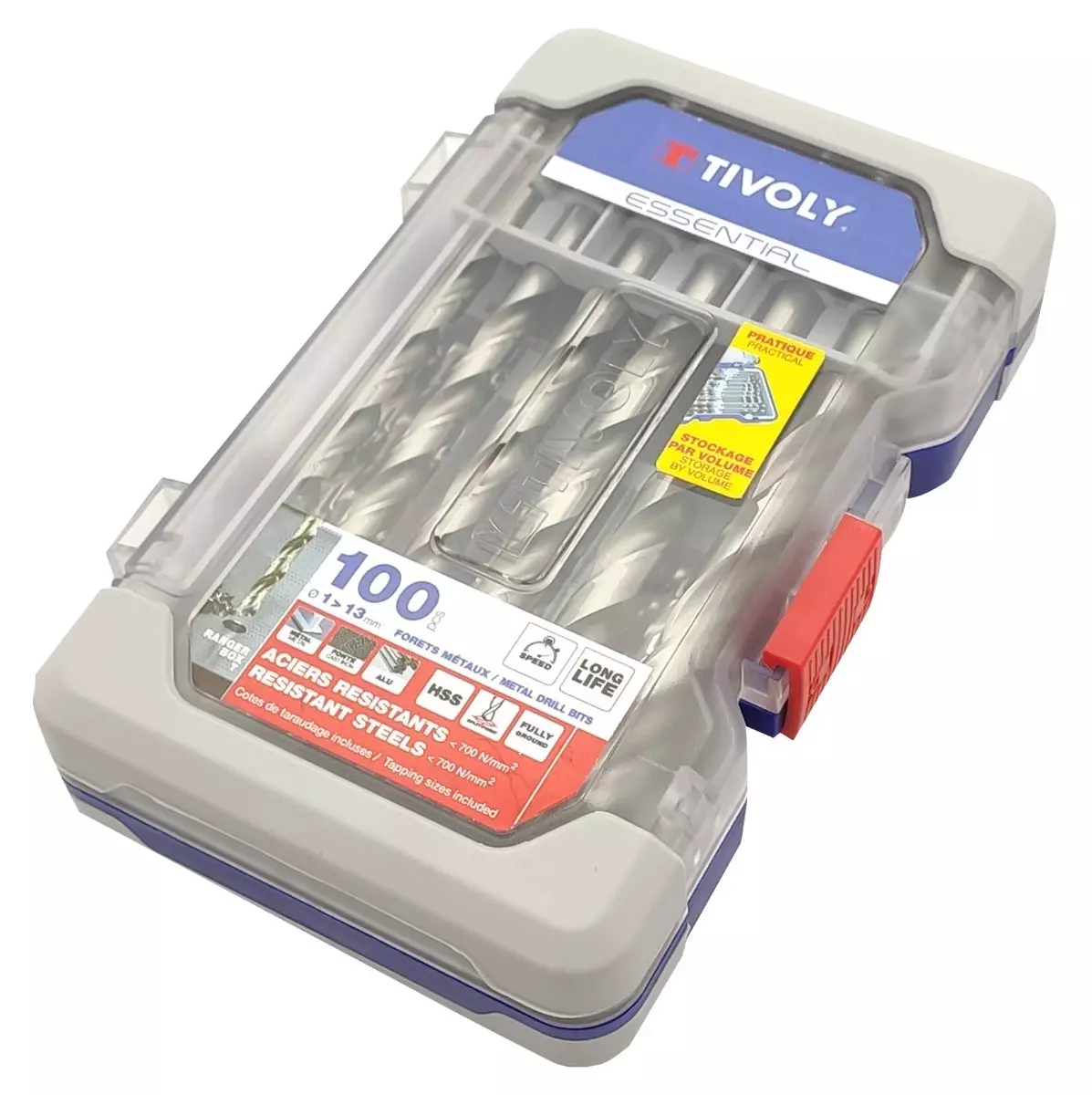 Coffret 100 pièces TIVOLY - 100 forets métaux HSS taillés meulés pointe en croix Ø 1 à 13mm - 11452070003