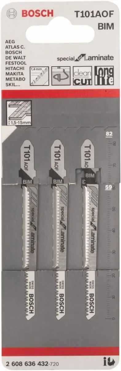 3 x lame de scie sauteuse T 101 AOF special for laminate - BOSCH - 2608636432