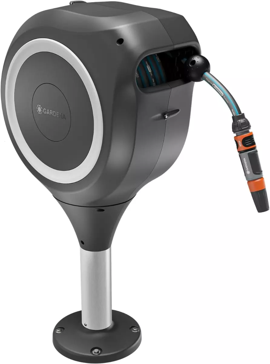 Dévidoir automatique pour terrasse RollUp M - 20 m - GARDENA - Bleu turquoise - 18615-20