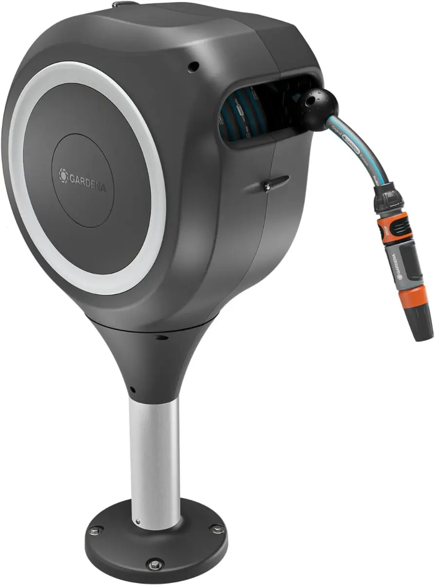 Dévidoir automatique pour terrasse RollUp M - 20 m - GARDENA - Bleu turquoise - 18615-20