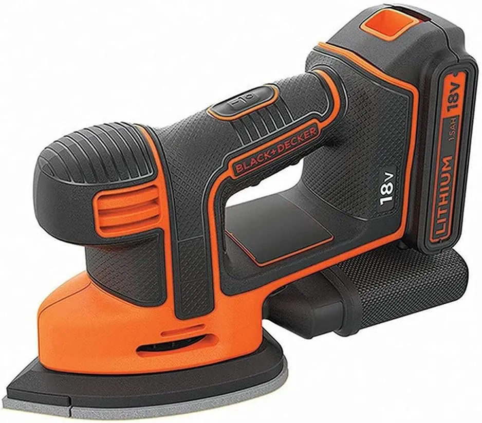 Ponceuse de détail Mouse sans fil - 18V - BLACK+DECKER -  avec 1 batterie 18V 1.5Ah - chargeur - accessoires - boite de rangement - BDCDS18-QW