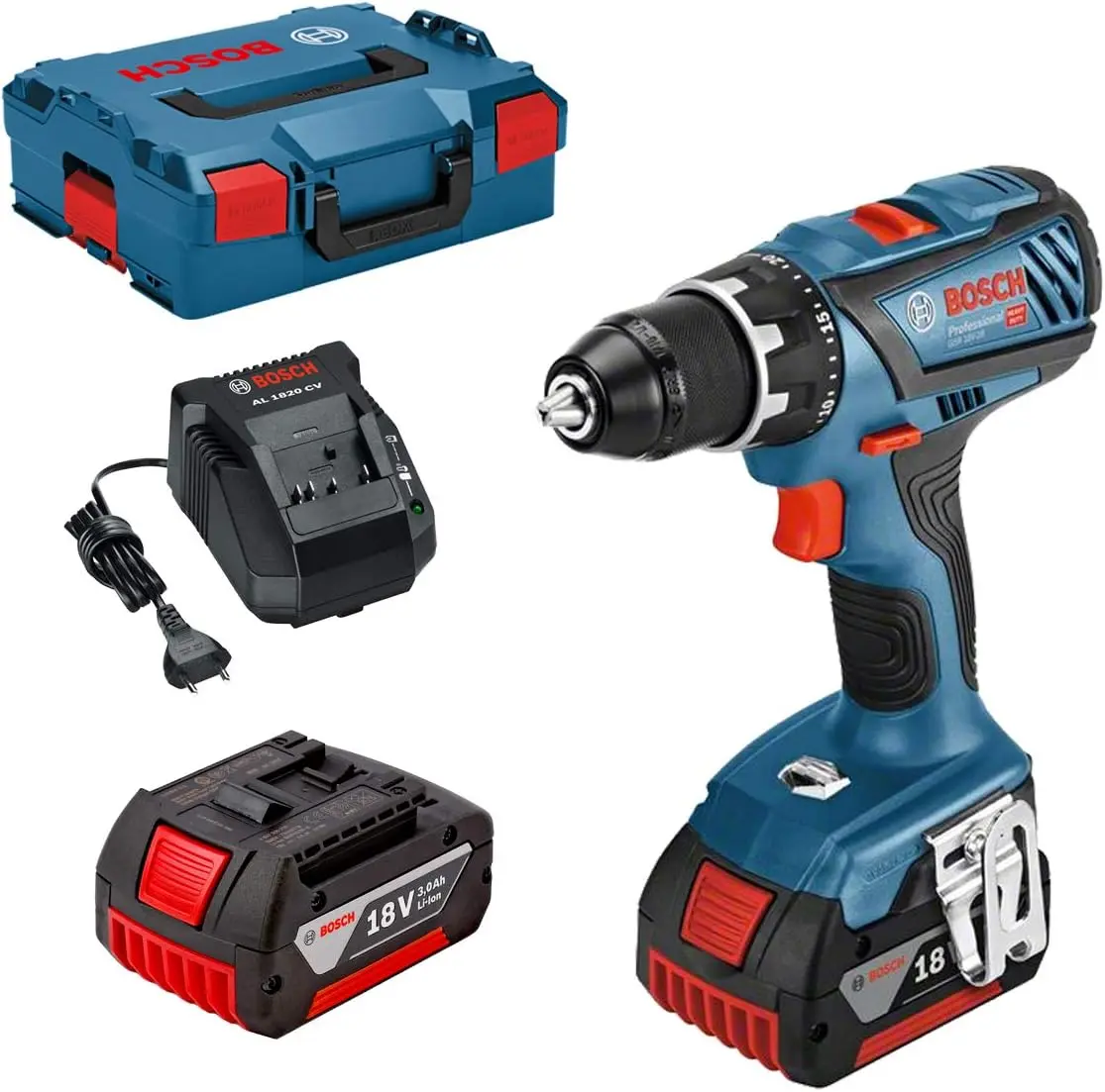 Perceuse visseuse GSR 18V-28 - BOSCH - avec 2 batteries 18V 3.0 Ah - chargeur - L-Boxx - 0615990L7K