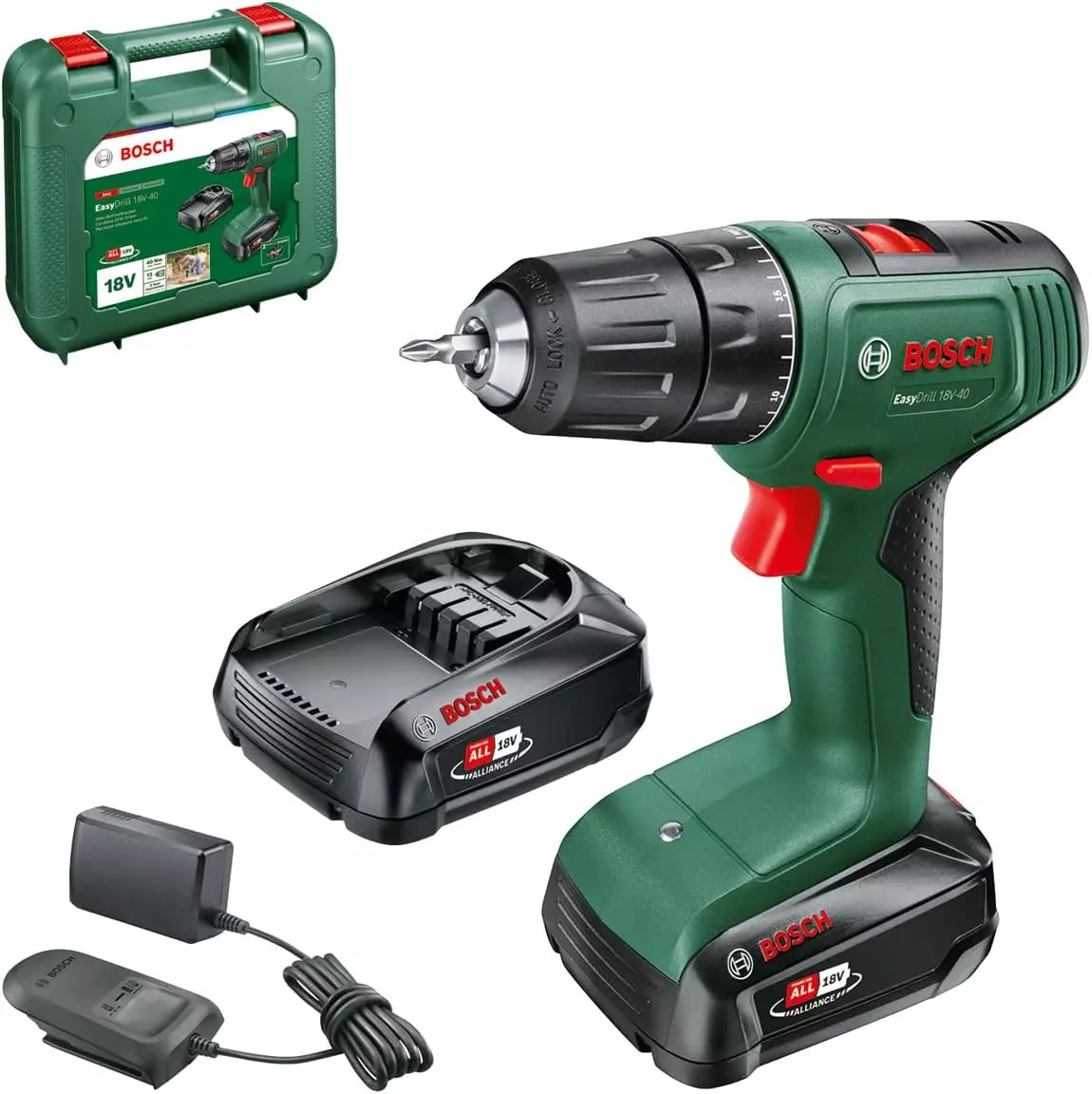 Perceuse-visseuse sans fil Home and Garden EasyDrill 18V-40 - BOSCH - avec 2  batteries 18 V 2.0 Ah - chargeur - coffret - 06039D8005 
