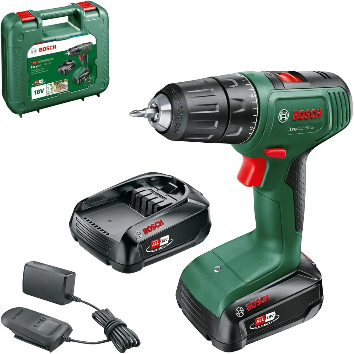 Perceuse-visseuse sans fil Home and Garden EasyDrill 18V-40 - BOSCH - avec 2  batteries 18 V 2.0 Ah - chargeur - coffret - 06039D8005 