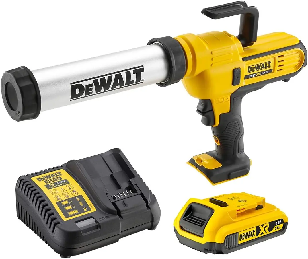 Pistolet à mastic XR 18V - Cartouche 300/400 ml - DEWALT - avec 1 batterie 18v 2.0 Ah - DCE571D1-QW