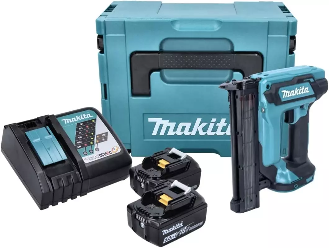 Cloueur LXT - MAKITA - avec 2 batteries 18V 5.0Ah - chargeur - MakPac - DFN350RTJ