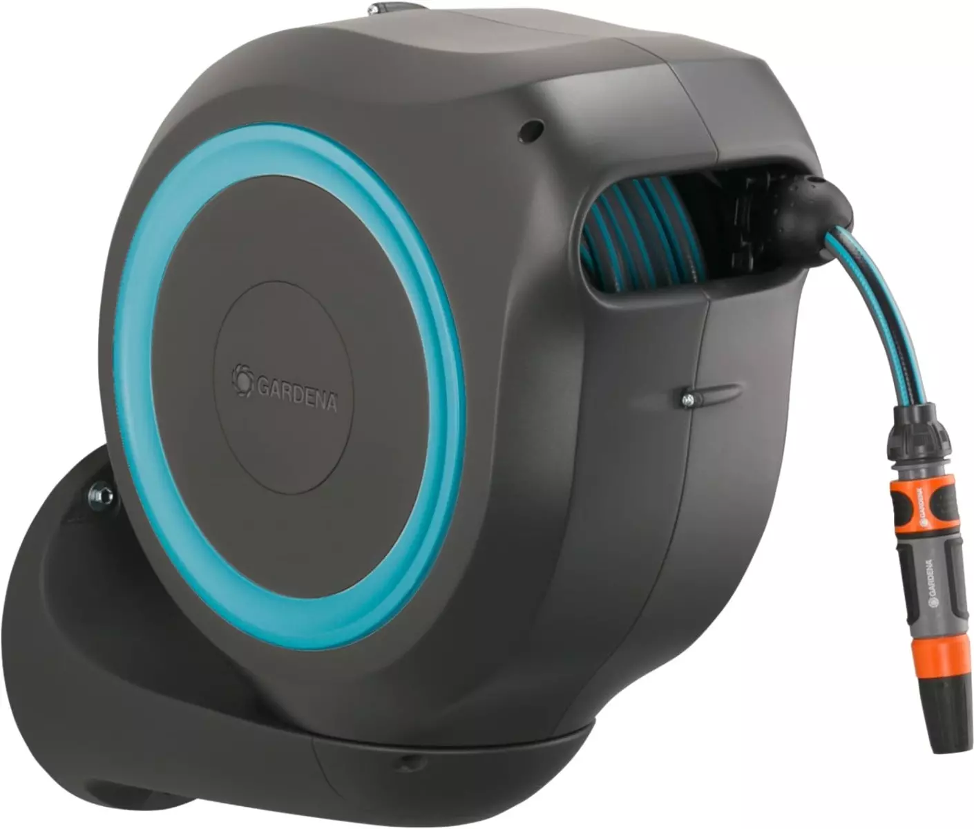 Dévidoir automatique mural RollUp M - 20 m - GARDENA - Bleu turquoise - 18610-20
