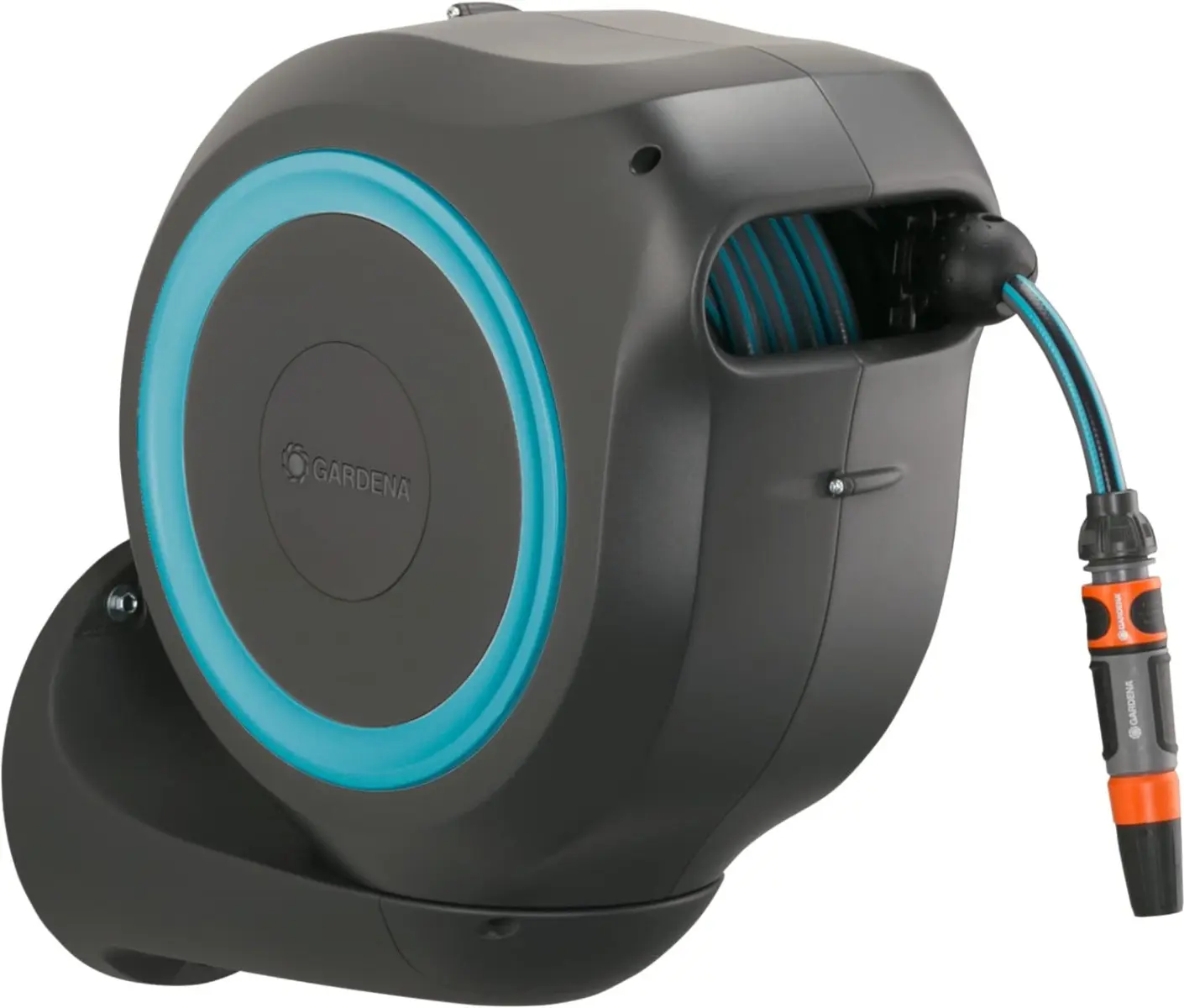Dévidoir automatique mural RollUp M - 20 m - GARDENA - Bleu turquoise - 18610-20