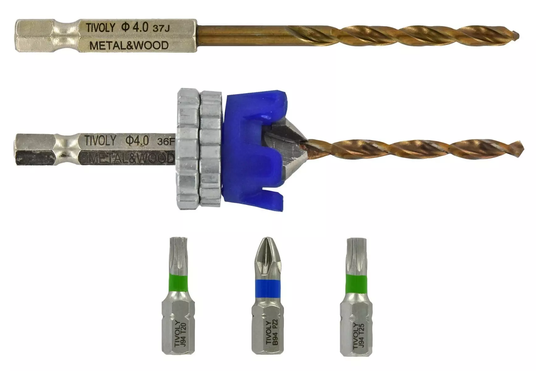 4 pièces - Kit Terrasse mèche & fraise HSS 2en1 Bois Métal Ø 4mm + 1 foret HSS + 3 embouts Inox - TIVOLY - 11900770400