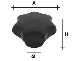 Bouton étoile bakélite noir insert acier