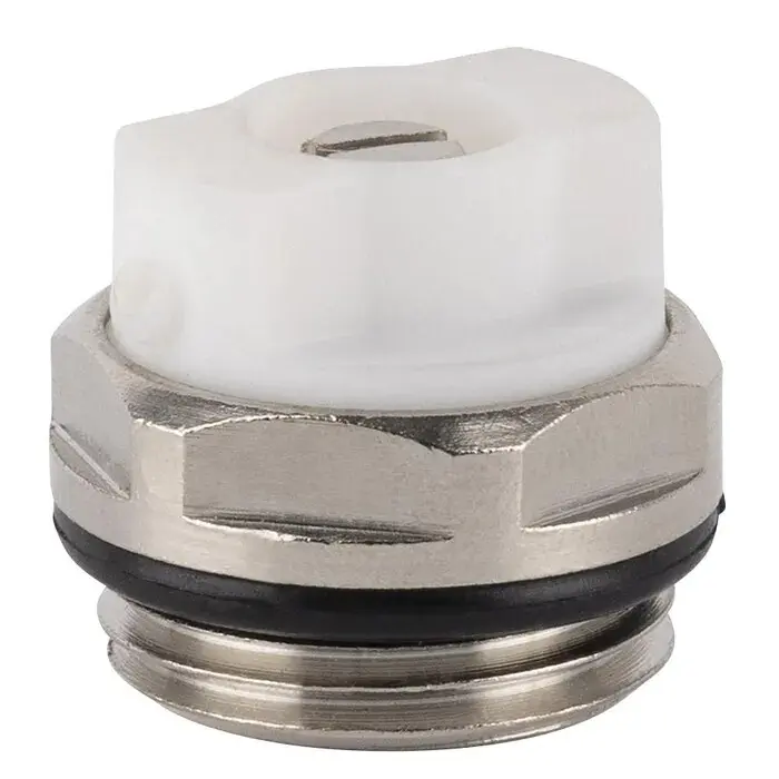 Bouchon purgeur 1/2 à bec orientable nickelé/blanc