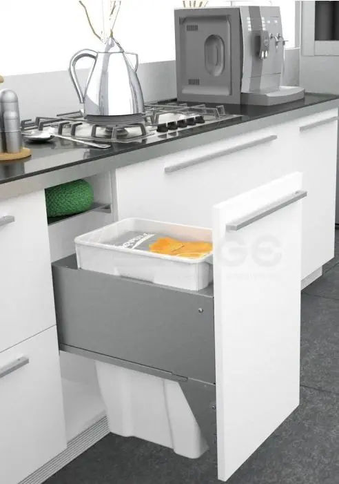 Poubelle 1 bac blanc  capacité  30 ou 35 Litres