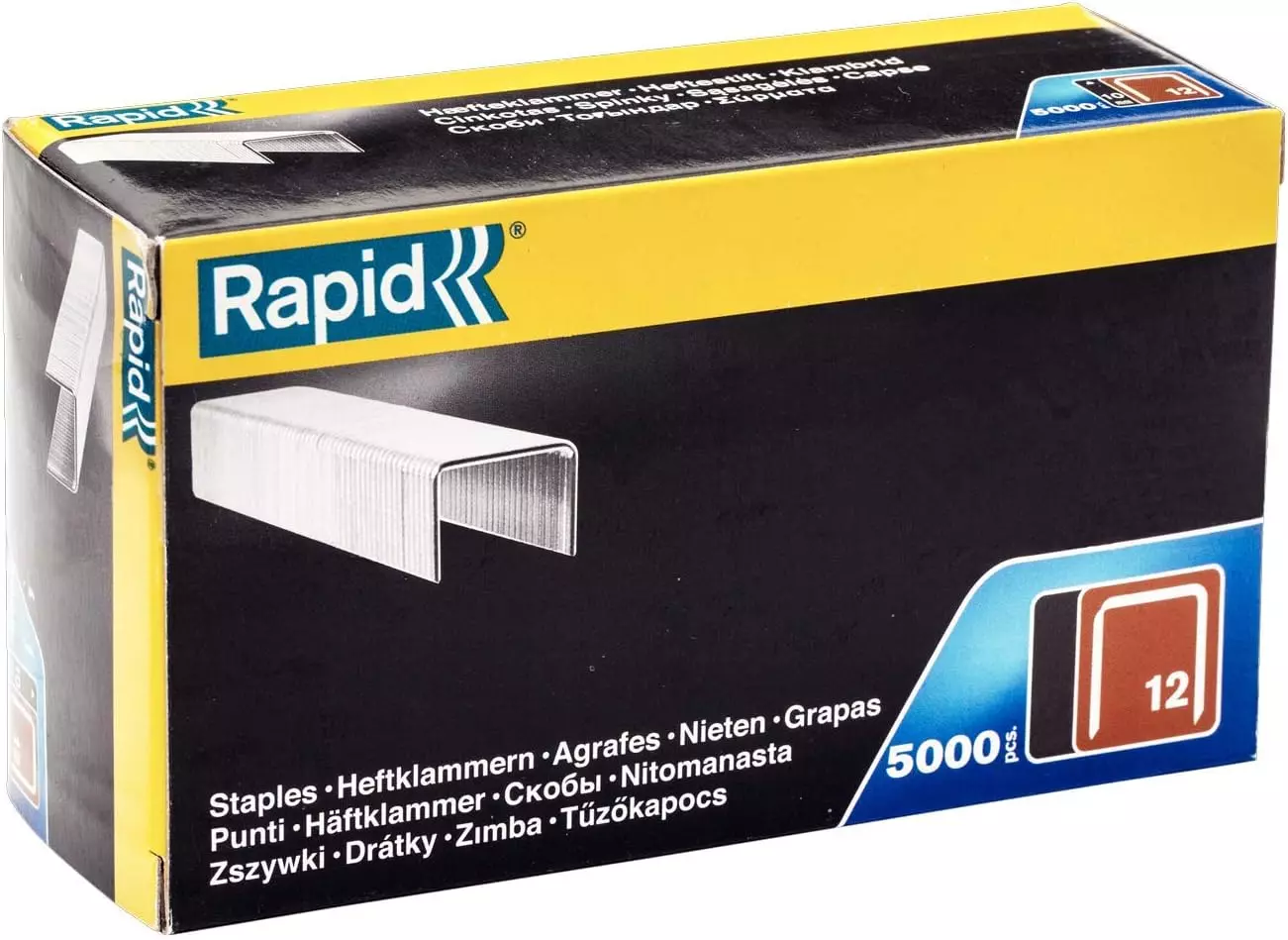 Agrafes en fil plat galvanisés n° 12/08 mm - 5000 pièces - Boite en carton - RAPID-ISABERG - 40100518