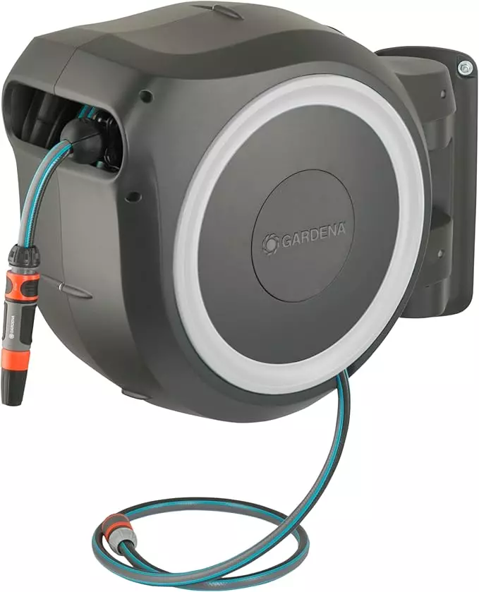 Dévidoir automatique mural RollUp XL 35 m Blanc - GARDENA - 18632-20