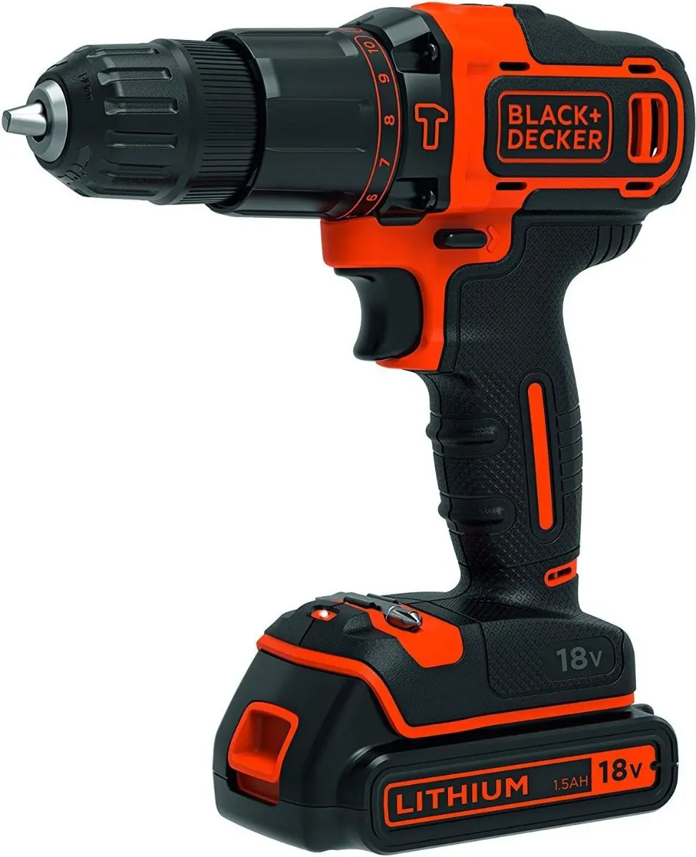 Perceuse à percussion sans fil, 2 vitesses 18V - BLACK+DECKER - avec 1 batterie 18V 1.5Ah - chargeur - BDCHD18-QW