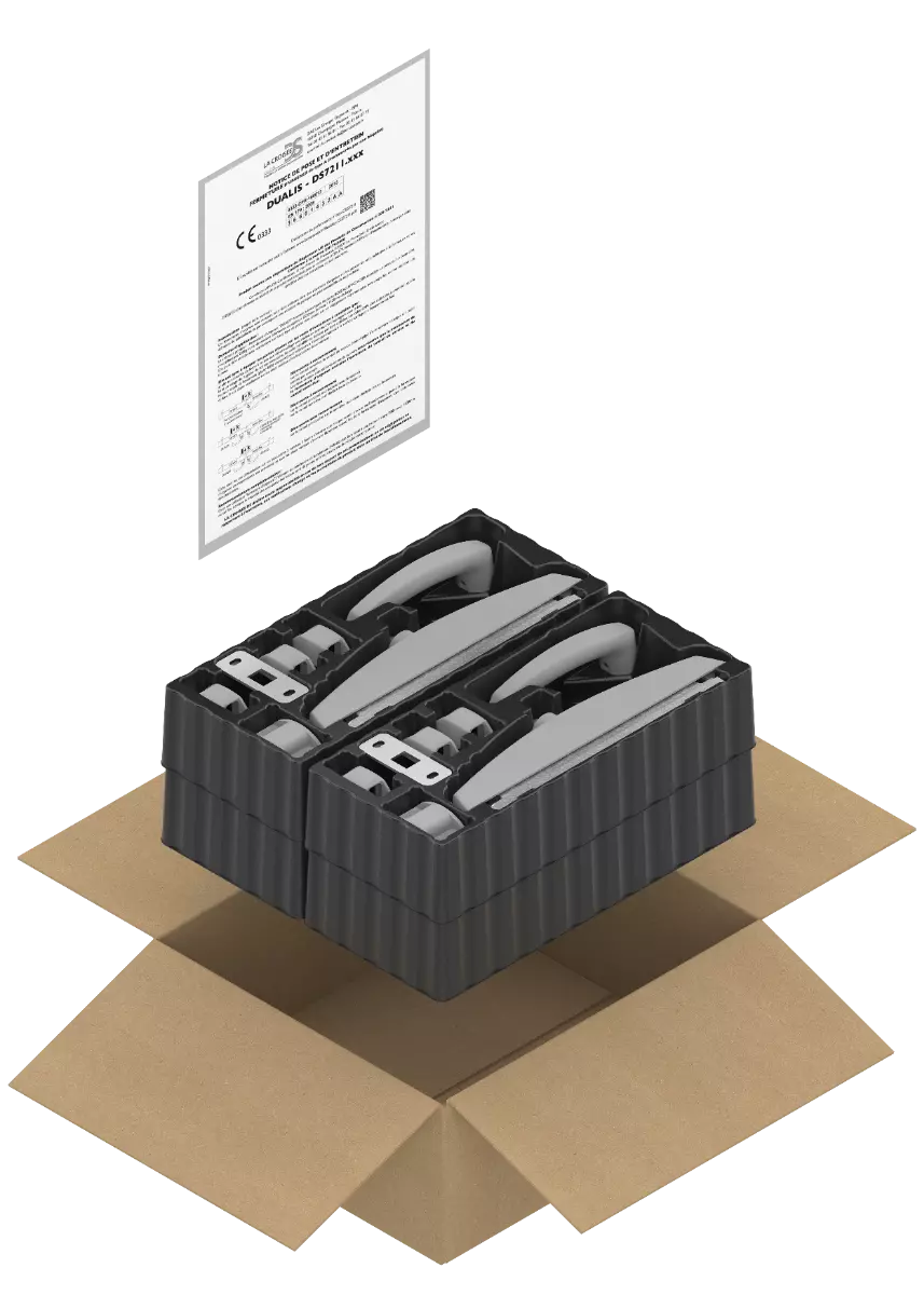 Pack de 4 crémones Dualis CROISEE DS + 4 guides - 2500 mm Argent - DS7214-007