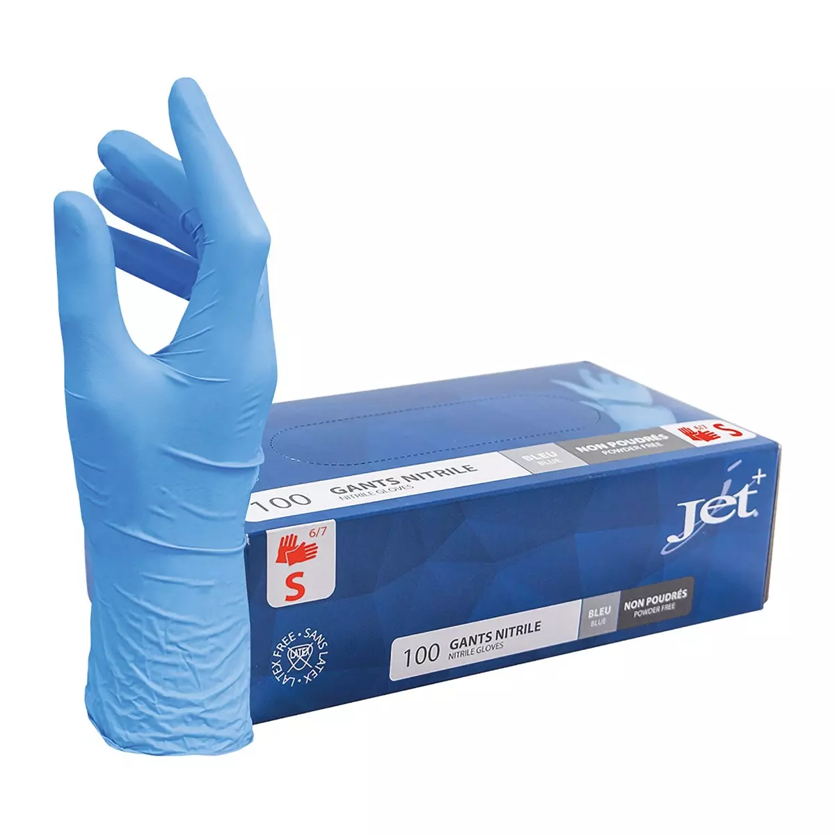 Boite de 100 Gants en nitrile T.S 6/7 CRISTAL HYGIENE Usage unique EN374 - FGNITRI6