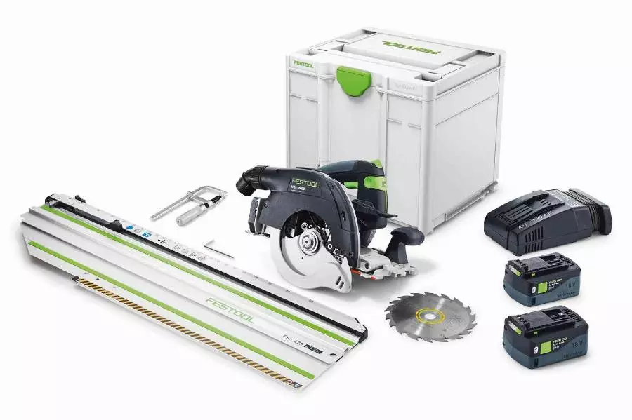 Scie circulaire à capot basculant sans fil HKC 55 5,0 EBI-Set-FSK 420 - FESTOOL - avec 2 batteries 18V 5.0 Ah - chargeur - SYSTAINER - 577675