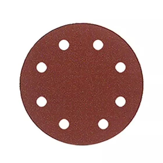 8 disques auto-agrippant corindon semi-vrac - D. 125 mm Gr. 40 - 8 trous pour bois et métaux - LEMAN - 12508.81