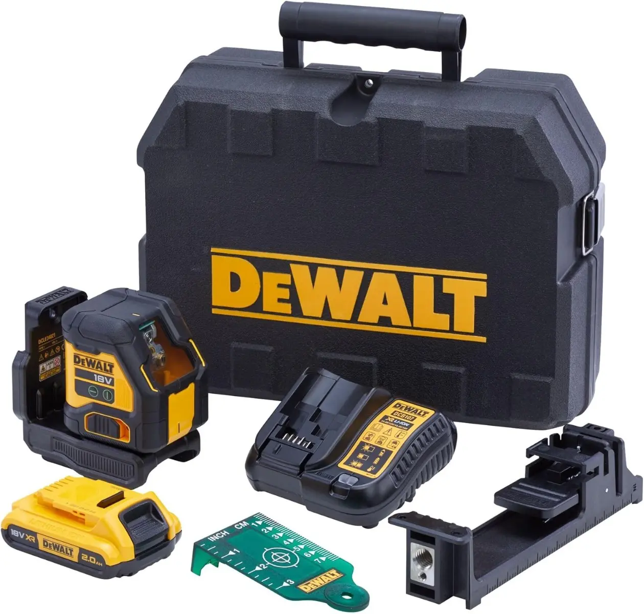 Laser croix compactXR 18V faisceaux verts - DEWALT - 1 batterie 2.0 Ah - chargeur - coffret - DCLE34021D1-QW