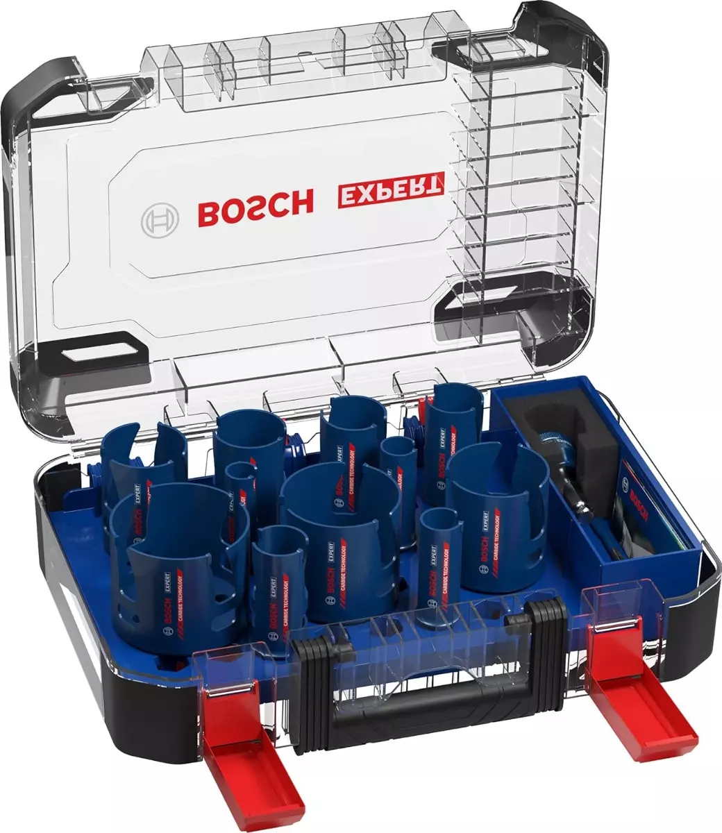Coffret 11 scies à trépans Expert carbure Construction Material - Diam. 20 à 76 mm - 15 Pièces - BOSCH - 2608900489