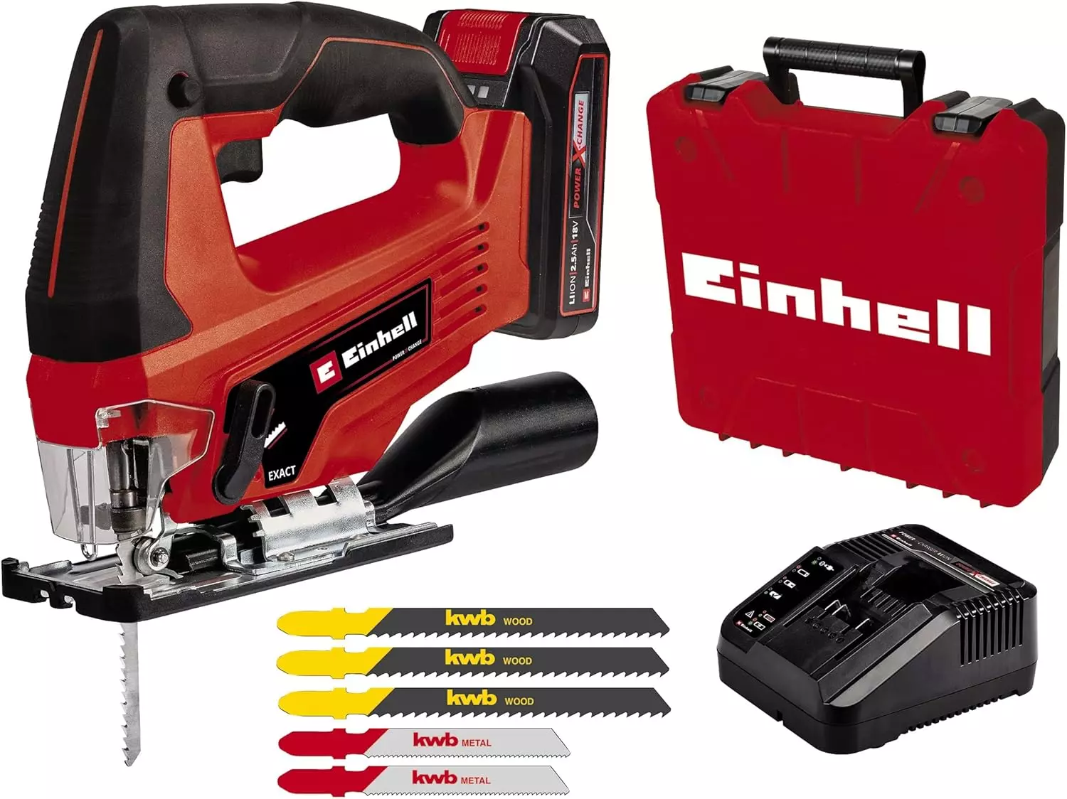 inhell Scie sauteuse sans fil TC-JS 18 Li Kit - Power X-Change -EINHELL -  avec 1 batterie 18V 2,5Ah et Chargeur - 4321228