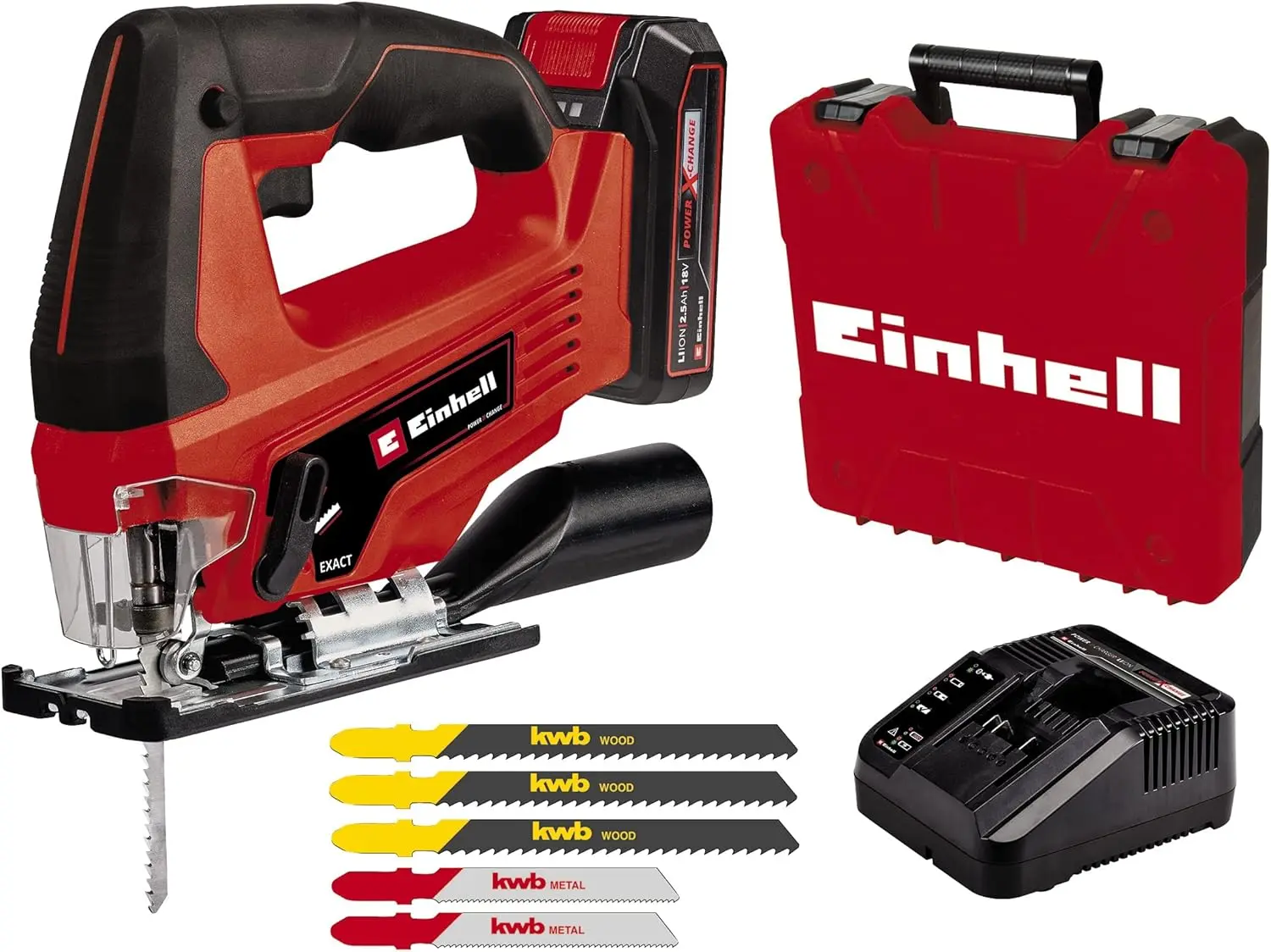 inhell Scie sauteuse sans fil TC-JS 18 Li Kit - Power X-Change -EINHELL -  avec 1 batterie 18V 2,5Ah et Chargeur - 4321228