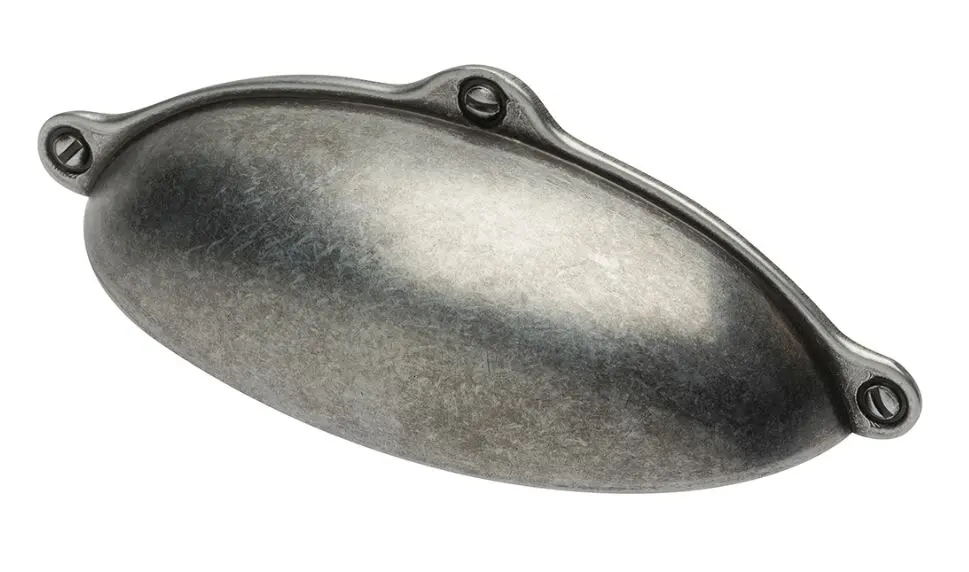 Poignée coquille Zamak Argent Vieilli  E.64mm