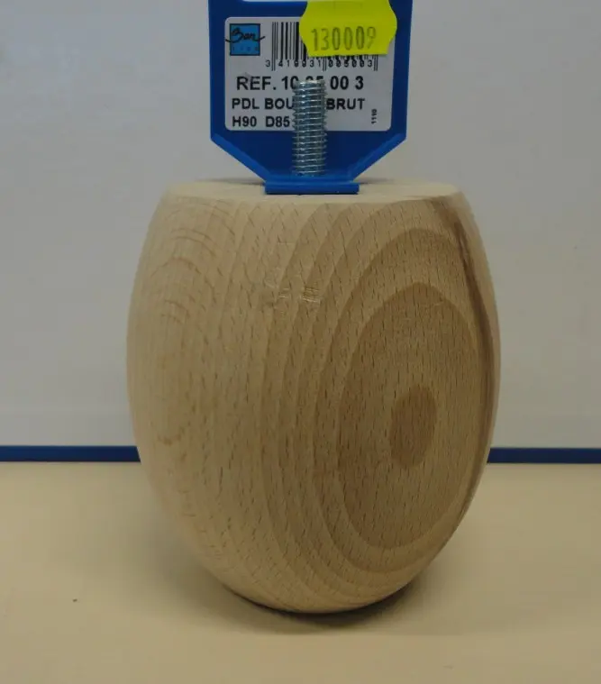 Pied de lit bois Hêtre brut Ht.90mm  Réf  100500