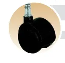 Roulette Jumelée Noire 50mm fixation pour fauteuil T de 11