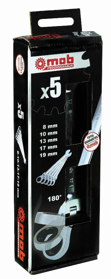 Jeu 5 clés articulées mixtes à cliquet 8-19 - MOB - 9008005001