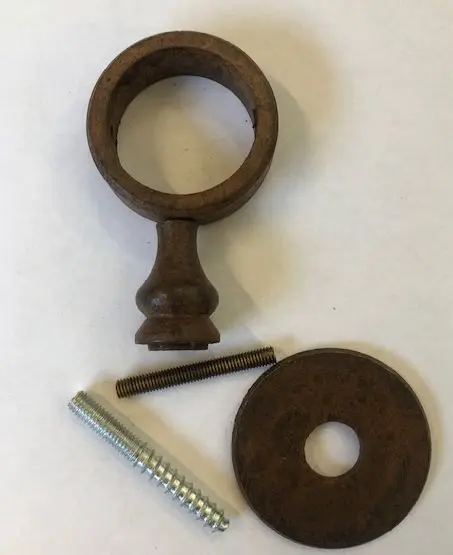 Anneau + rosace Ref 465 pour corde de rampe D32mm-[Finition:Fer rouillé ciré]