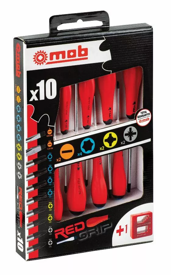 Jeu 10 tournevis redgrip 2F + 4 torx + 2 PH + 2 PZ - MOB - 9129000801