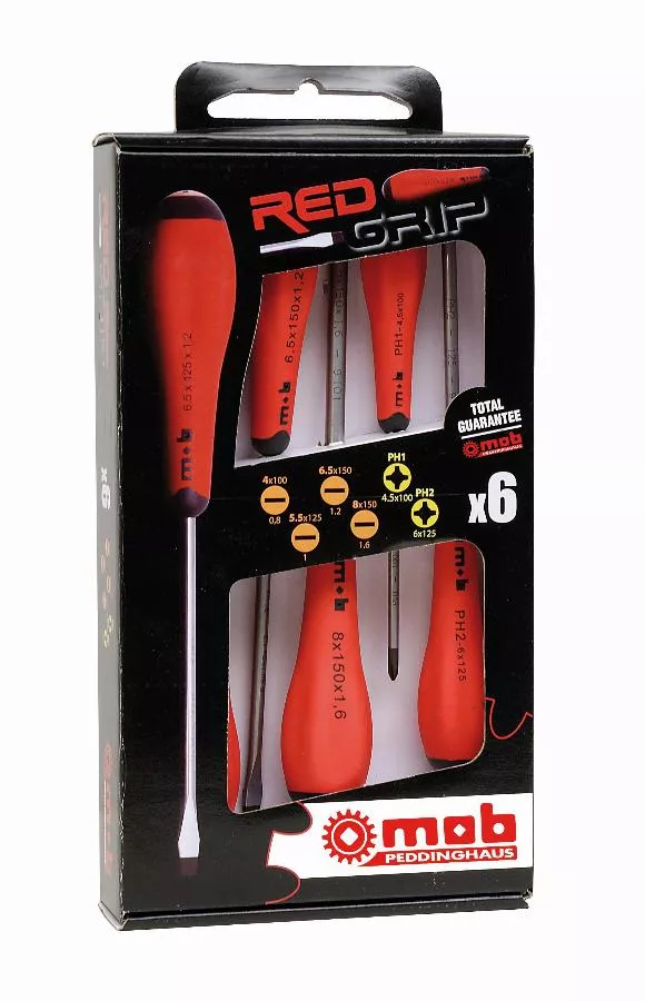 Jeu 6 tournevis redgrip 4 fente + 2 PH - MOB - 9129001101