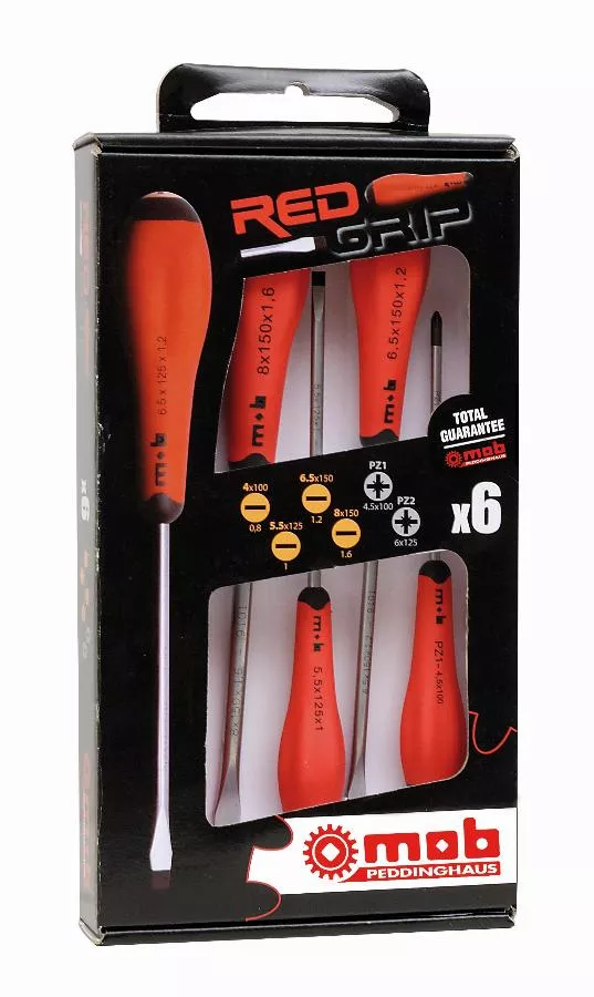 Jeu 6 tournevis redgrip 4 fente + 2 PZ - MOB - 9129001201