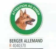 Disque signalisation D.180 "Att.au chien Berger Allemand"