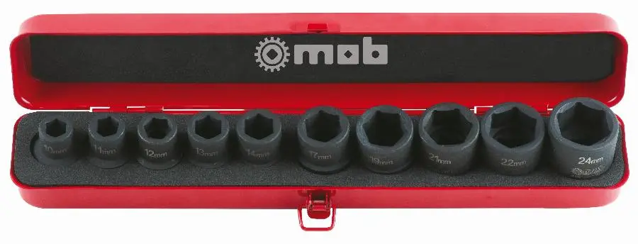 Coffret métal de 10 douilles impact 1/2 - MOB - 9212010501