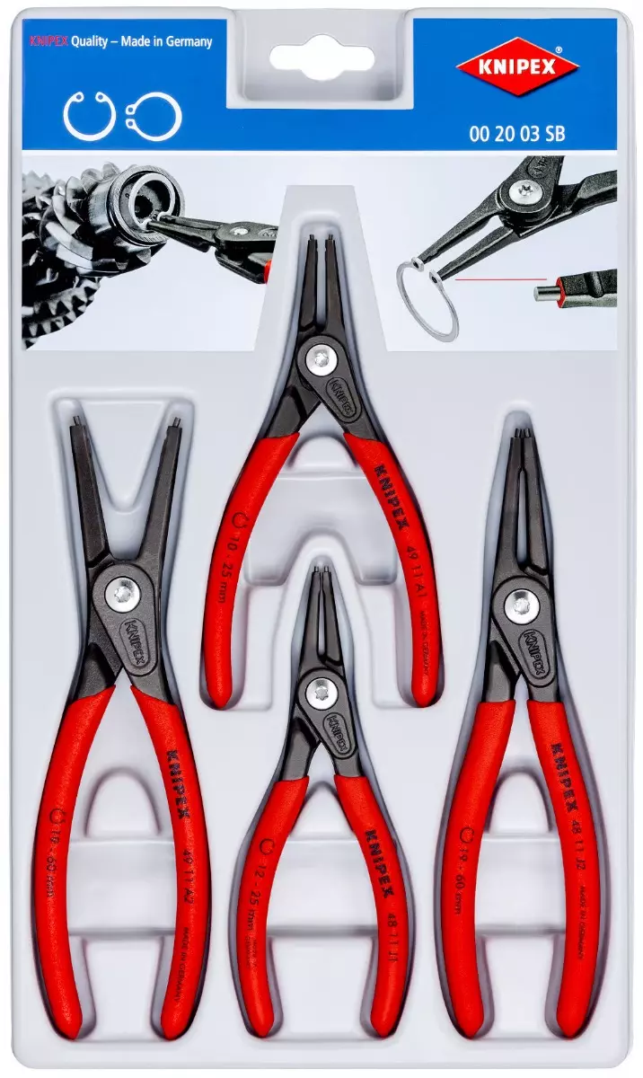 Jeu de 4 pinces de précision pour circlips - KNIPEX - 002003SB