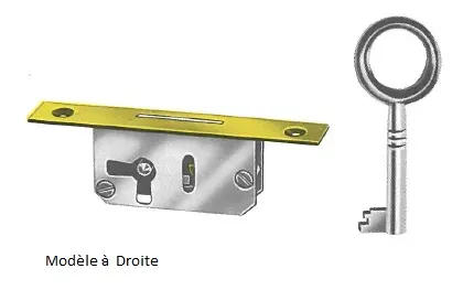 Serrure de meuble à mortaiser axe 10mm Réf 1980 Junie