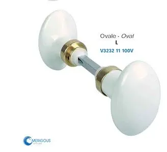 Boutons doubles ovales porcelaine blanche / lait-[Modèle:Carré de 7mm]