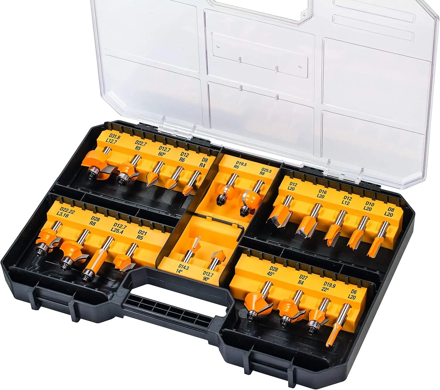 Coffret de 22 fraises de défonceuse - Ø 8 mm - DEWALT - DT90017-QZ