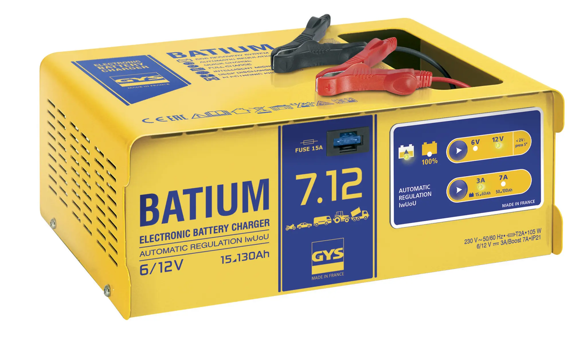 Chargeur automatique pour tous types de batteries Plomb (gel, liquide, AGM, VRLA) 6/12 V - GYS - 024496