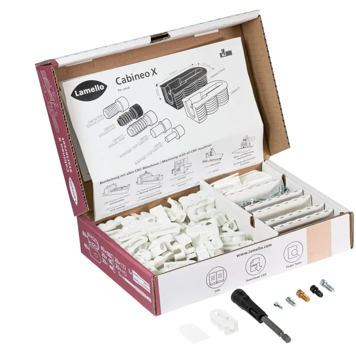Cabineo X Kit de démarrage Connecteur pour meubles et assiettes Blanc - LAMELLO - 186307