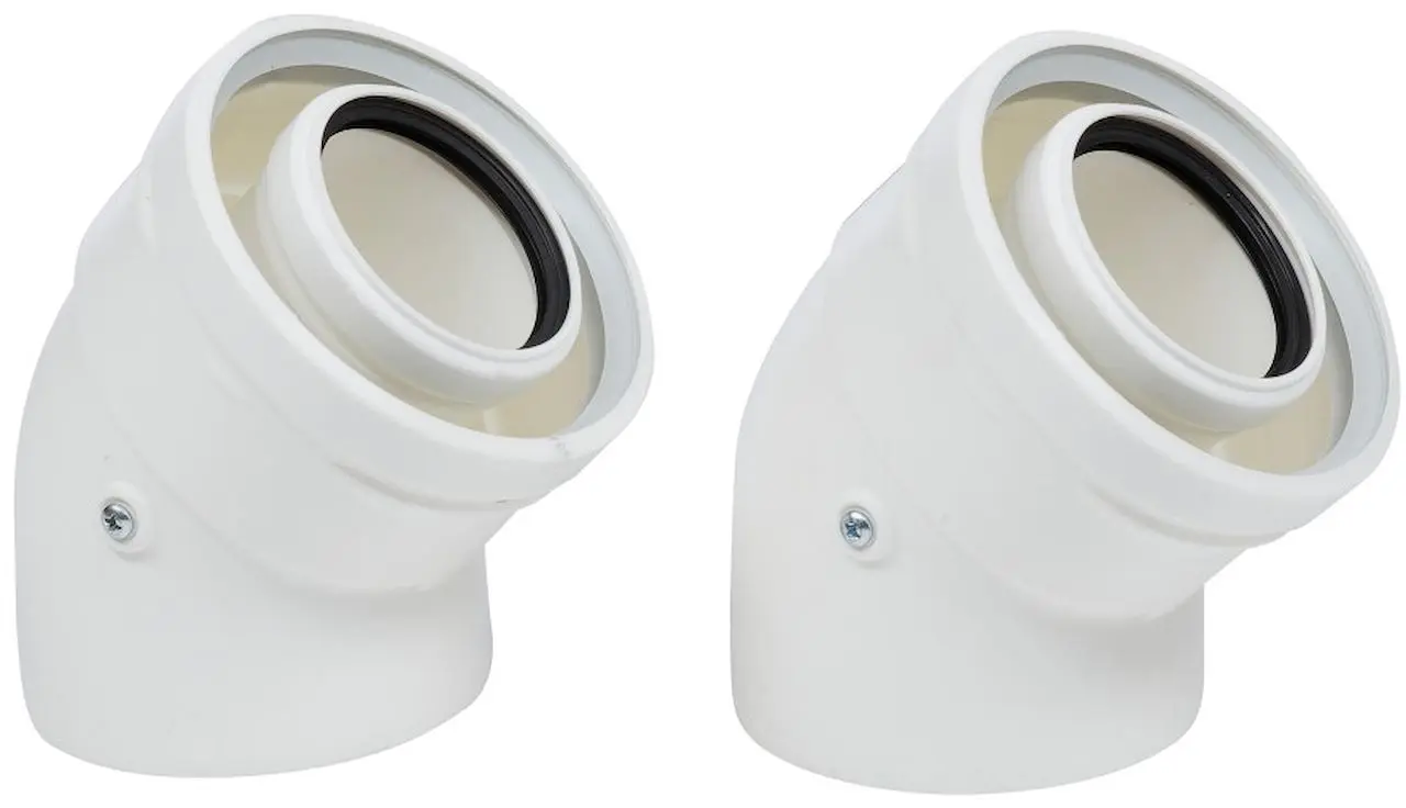 Coude ventouse diamètre 60/100 de 45 degrés - 2 pièces - ATLANTIC - 074294