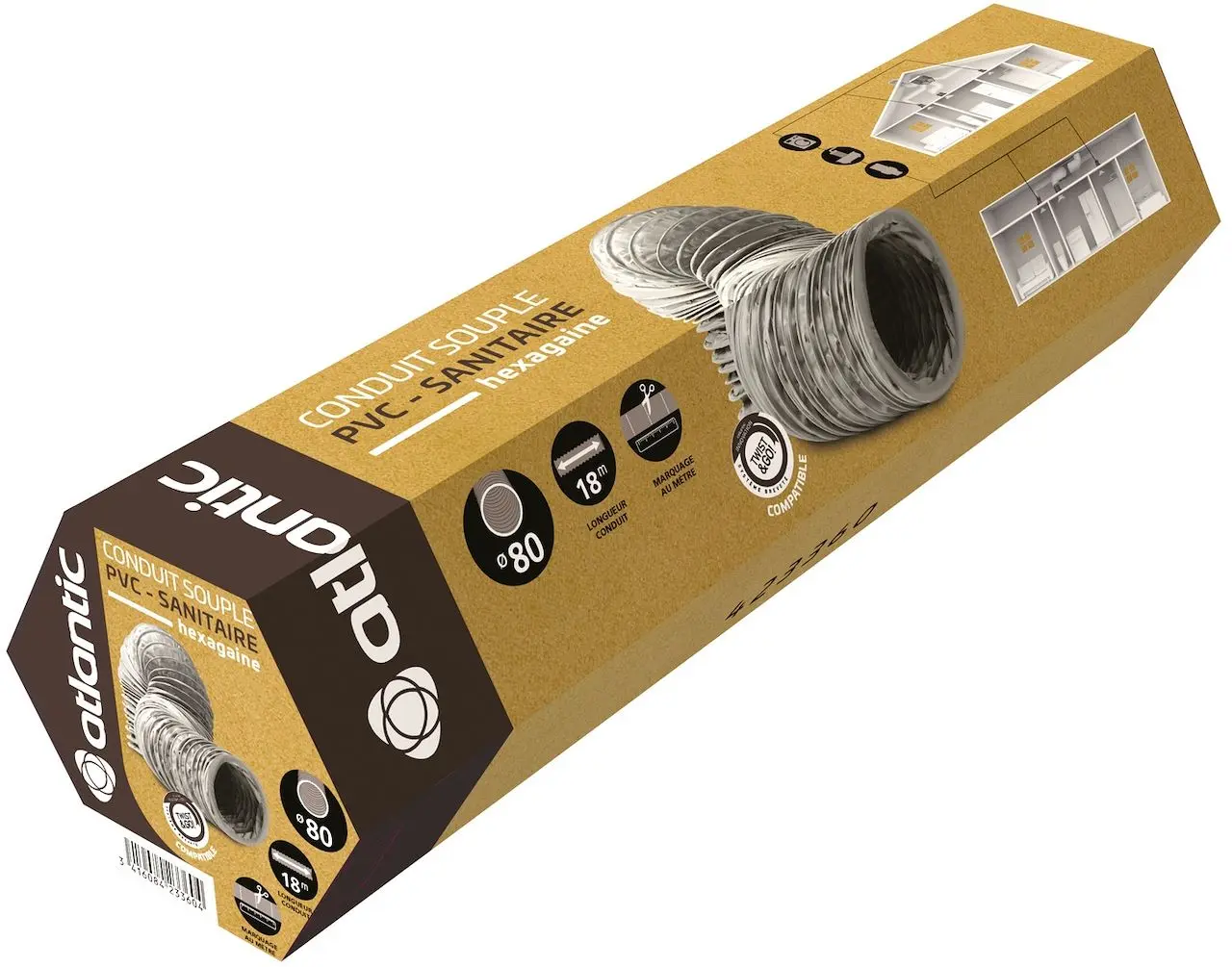 Conduit souple Hexagaine 80 PVC Type B en carton - Longueur 18 m x Diamètre 80 mm - ATLANTIC - 423360